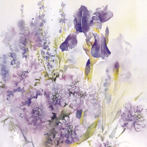 Iris and Scabious, a card by Julie King